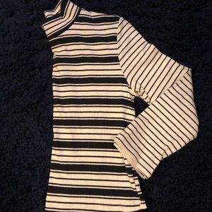 striped mock neck top
